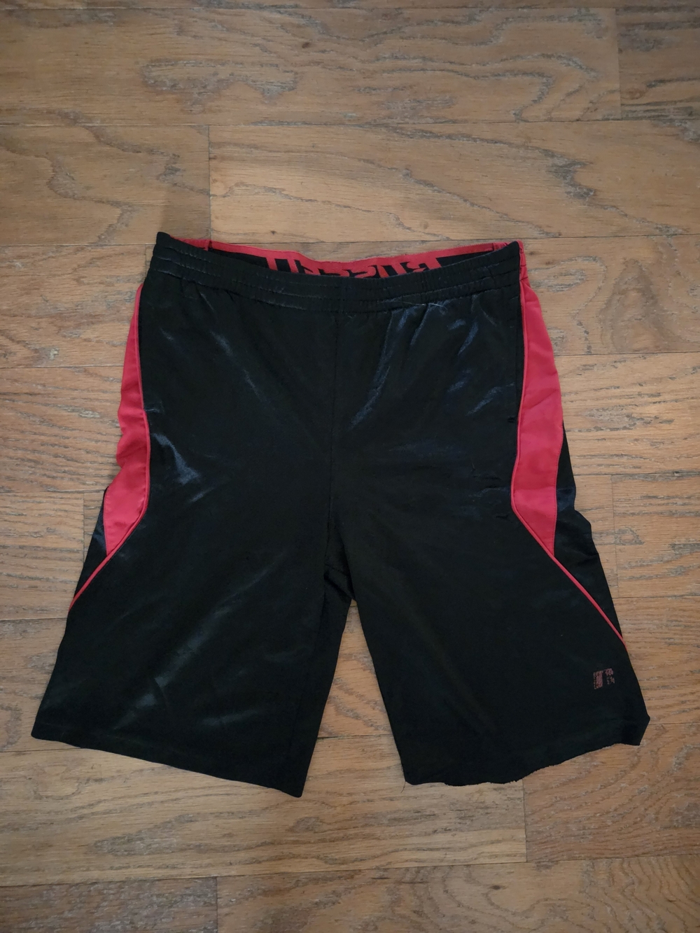 Russell Athletic Black Shorts with Red Side Panels